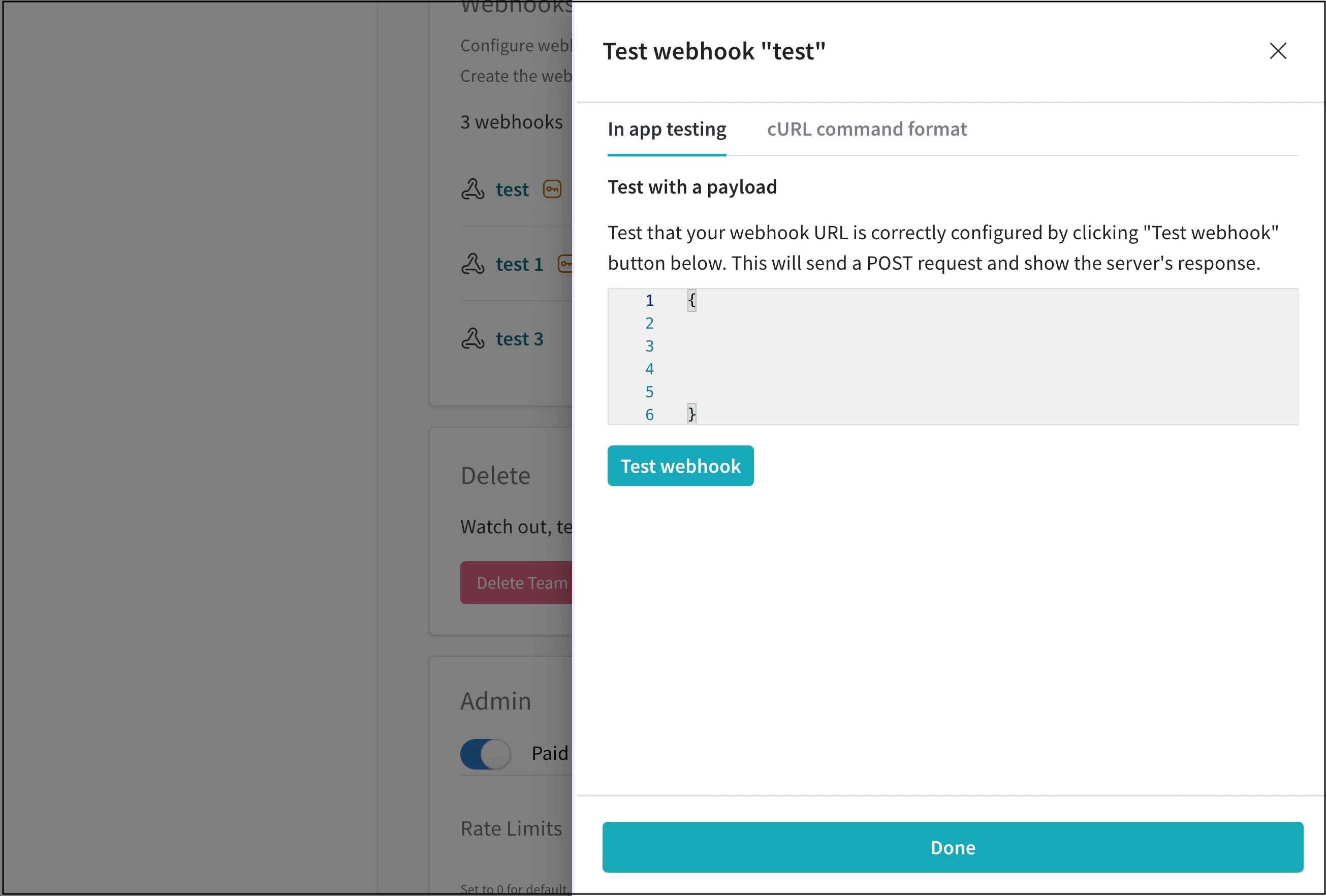 Démonstration du test d’une charge utile de webhook