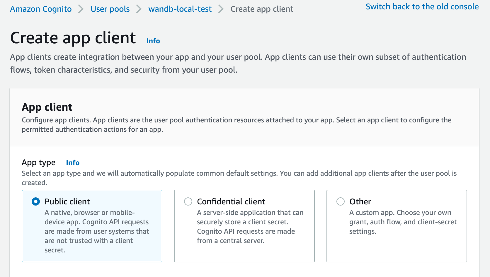 Configuration d’AWS Cognito