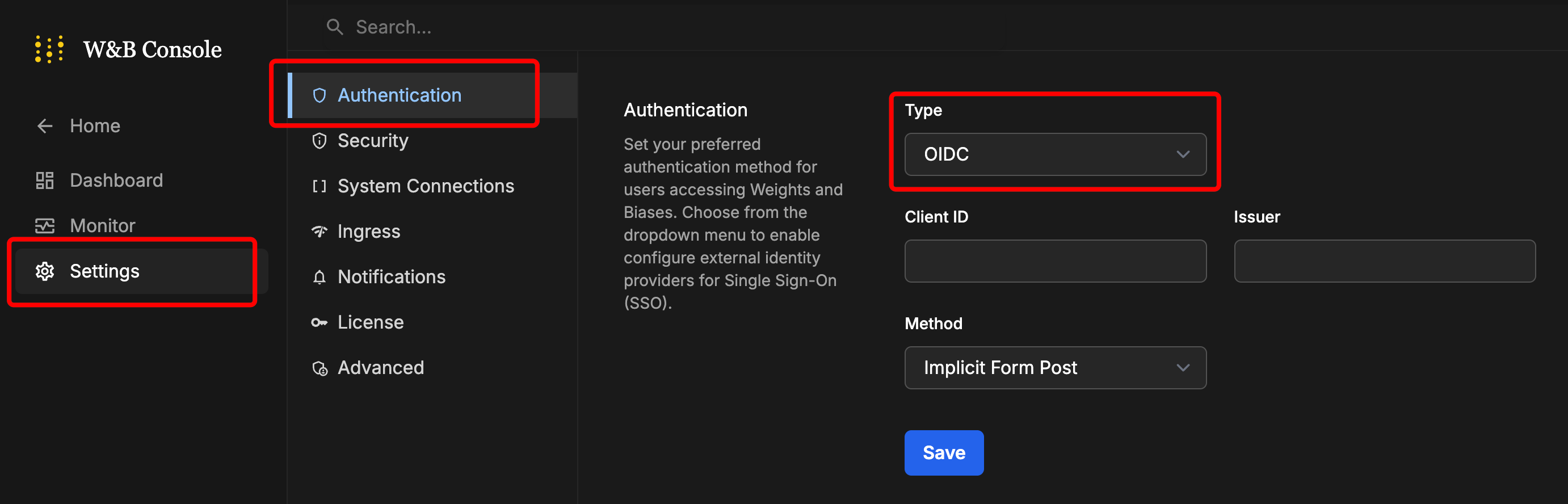 System Console OIDC configuration