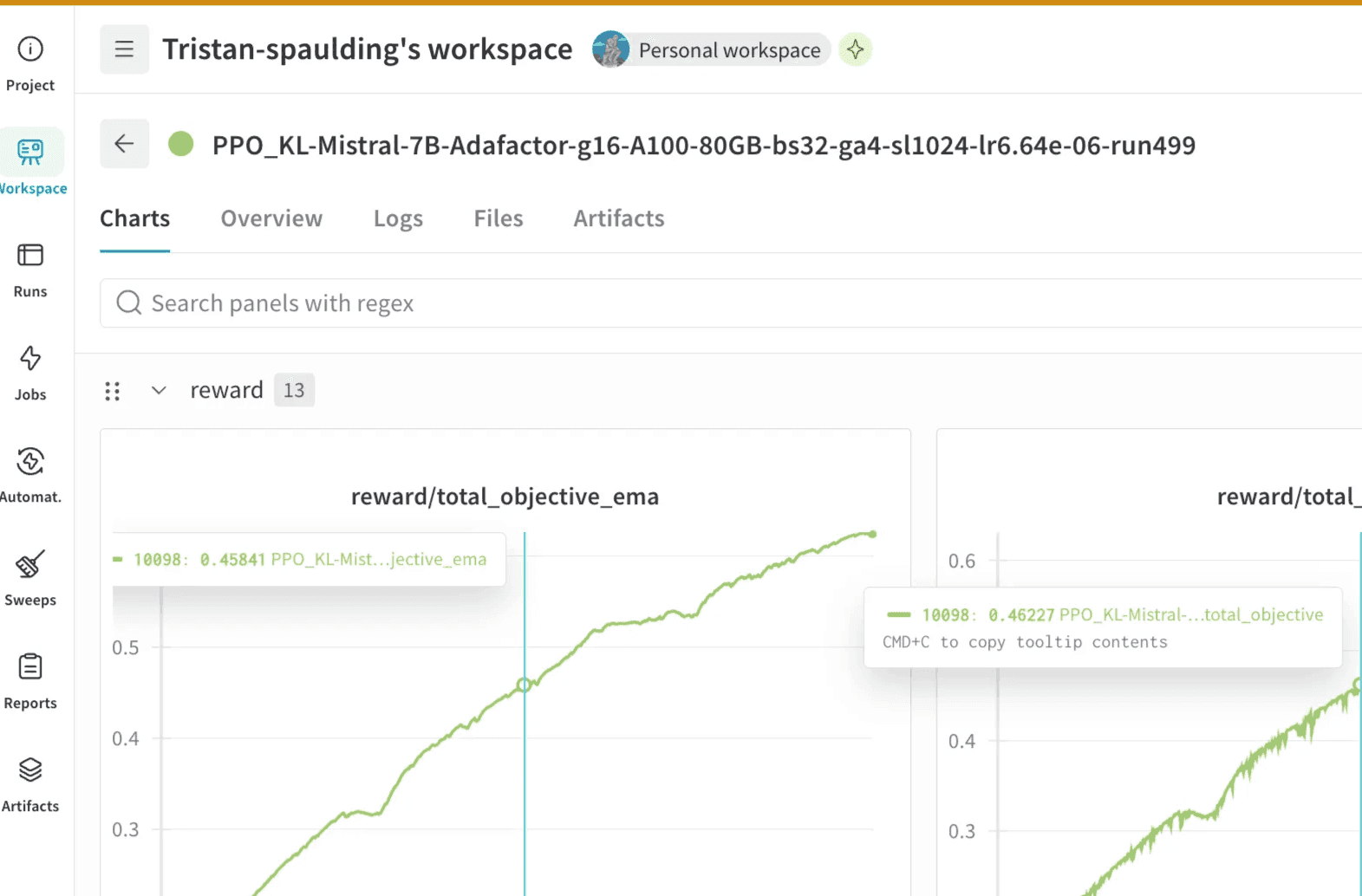 Screenshot showing navigation updates for single-run views