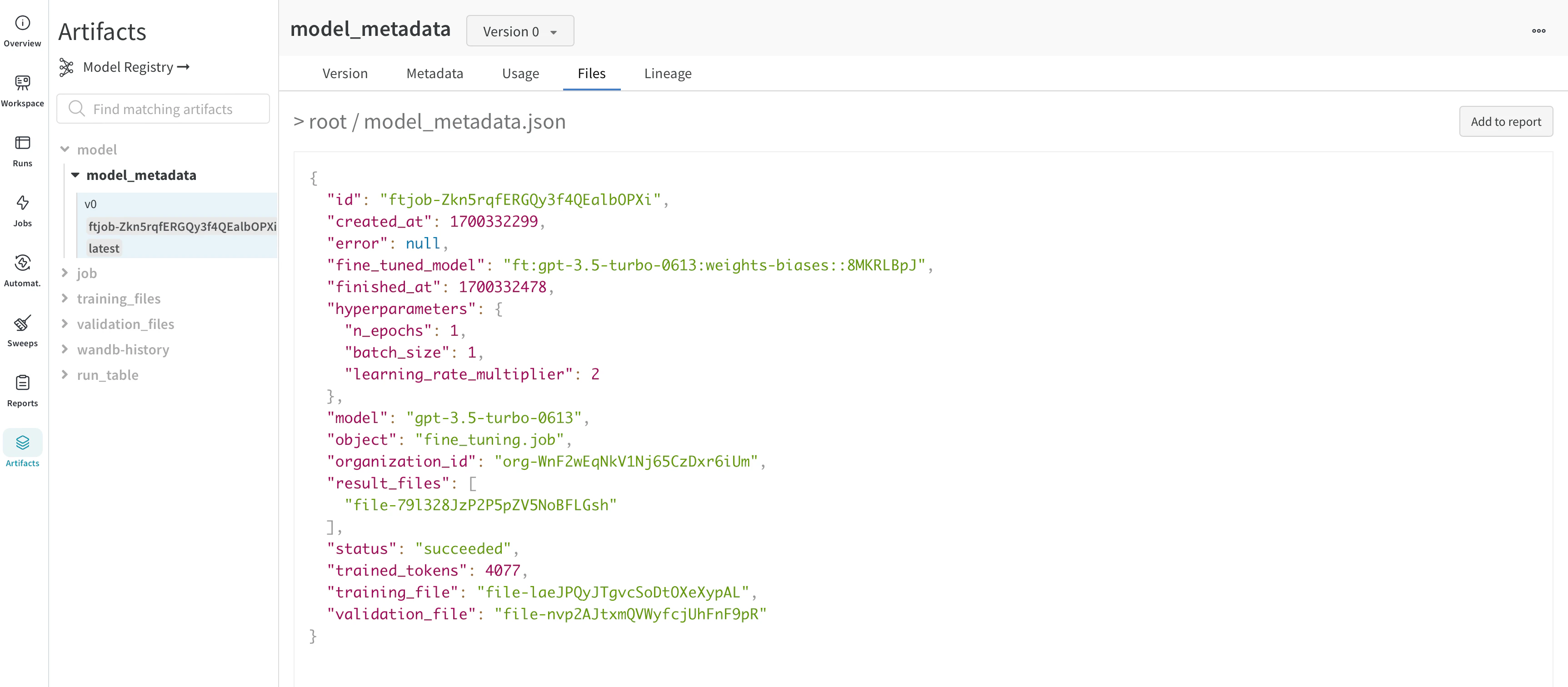 OpenAI model metadata