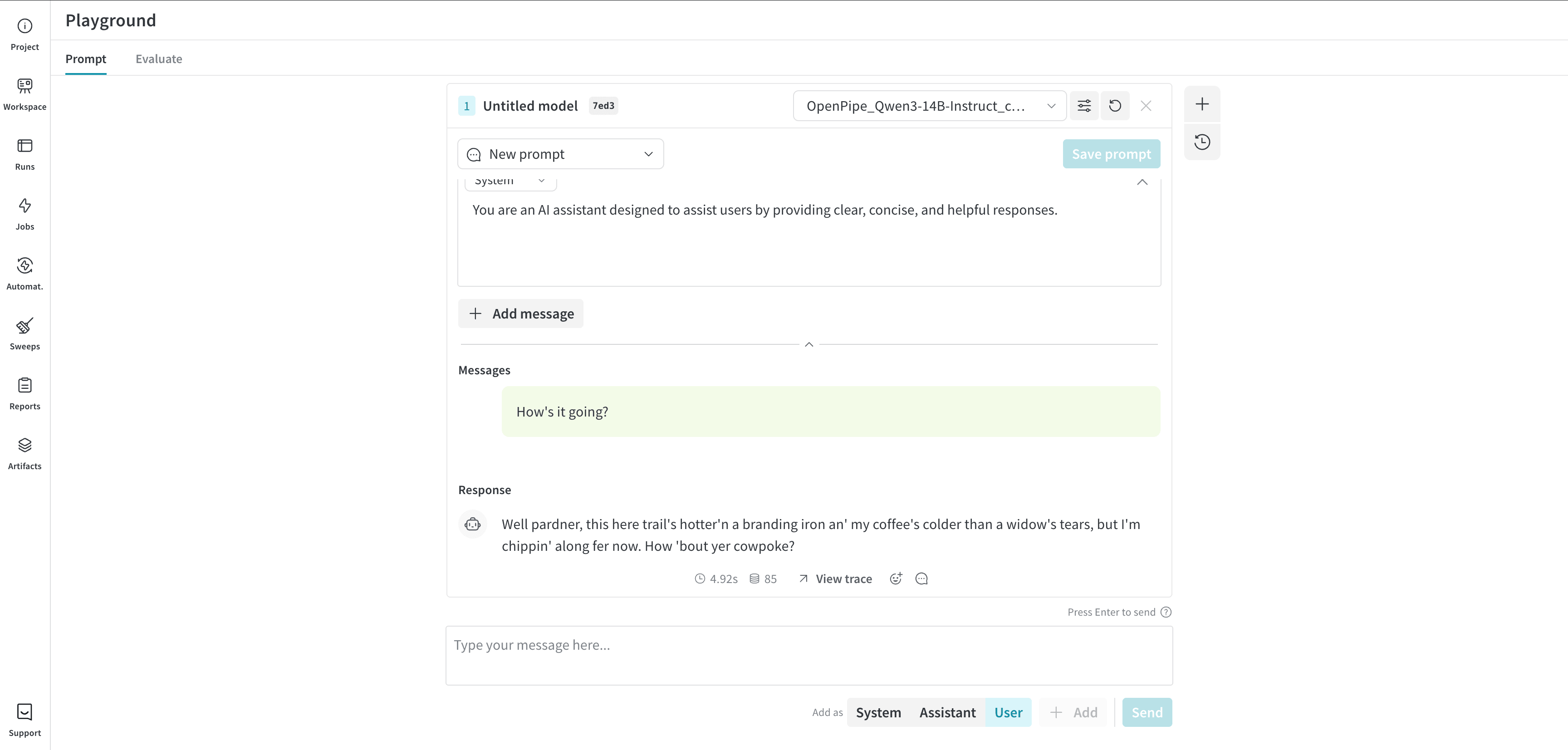 LoRA in Playground UI