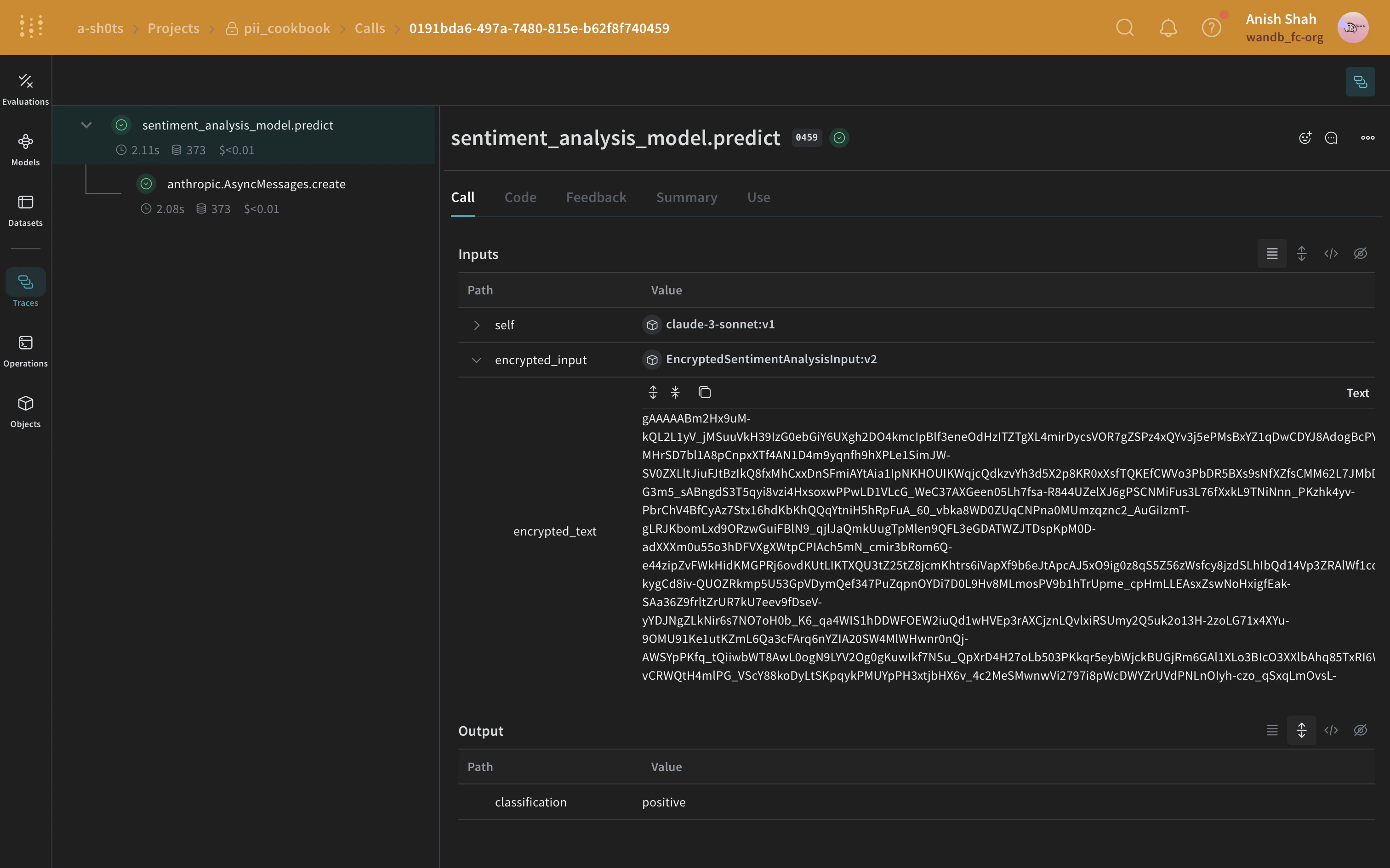 PII data encryption process with encrypted text output and encryption key management