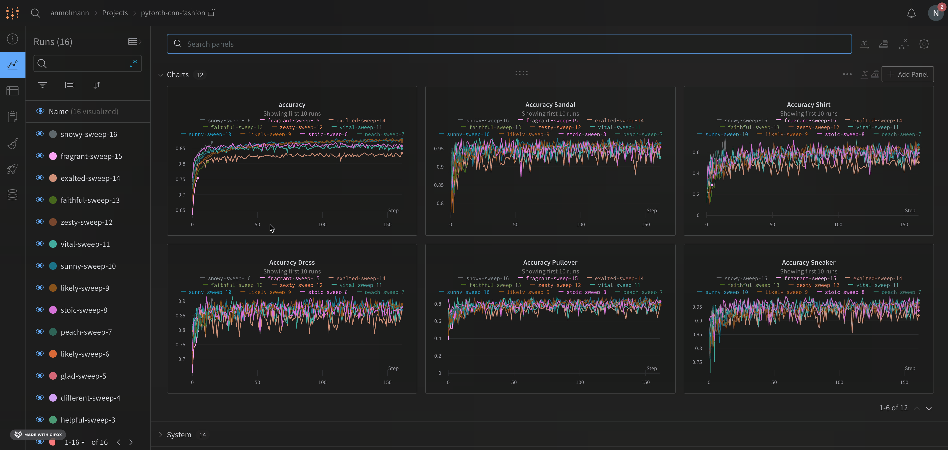 Sweep UI in project sidebar