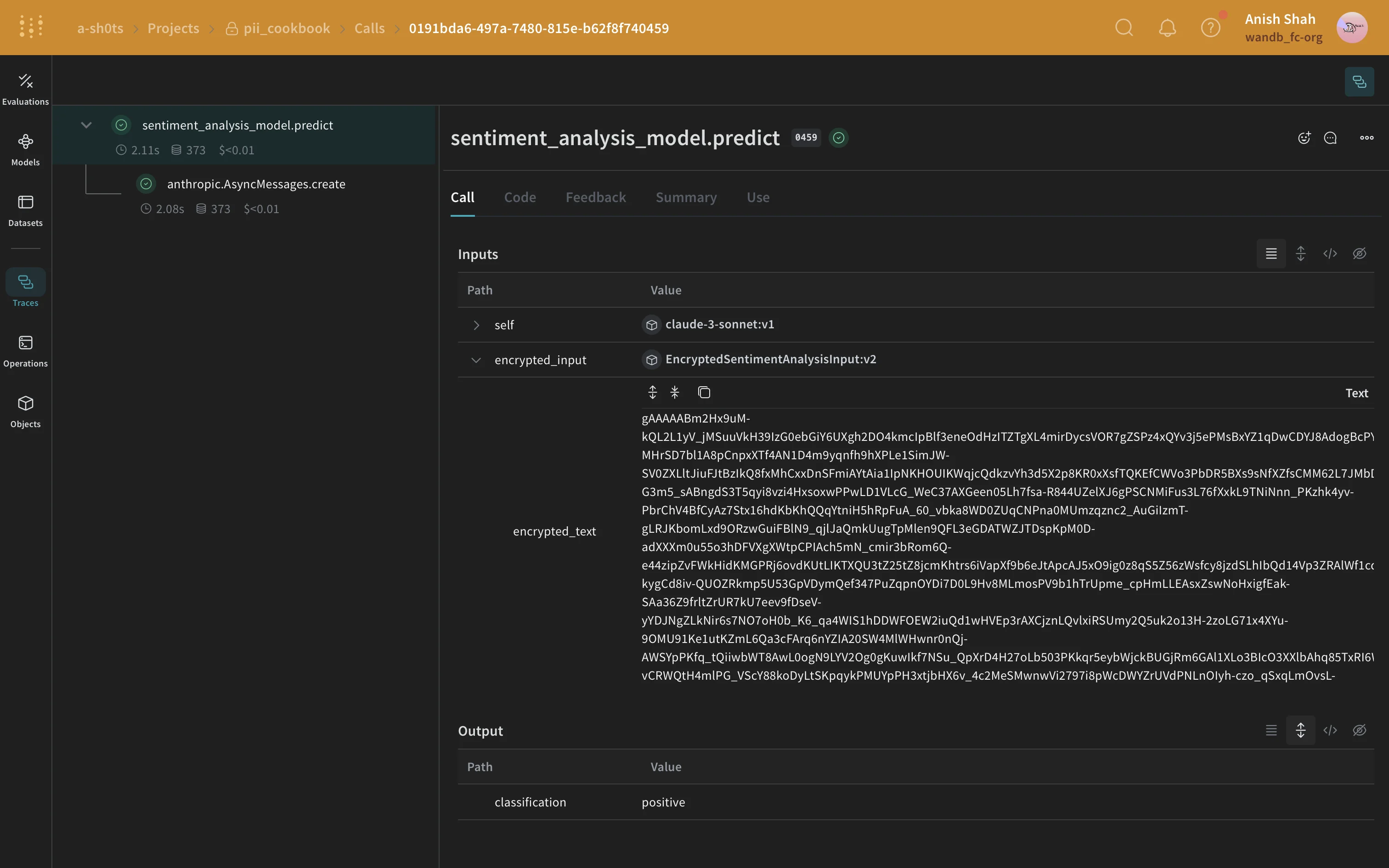 PII data encryption process with encrypted text output and encryption key management
