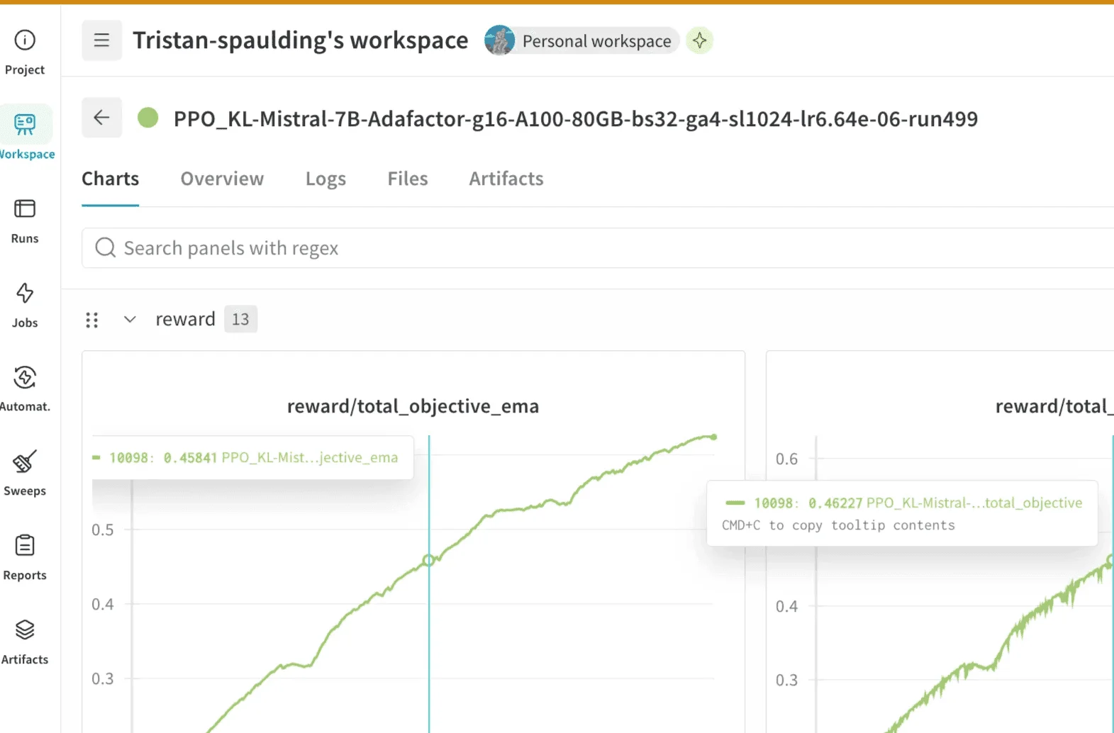 Screenshot showing navigation updates for single-run views