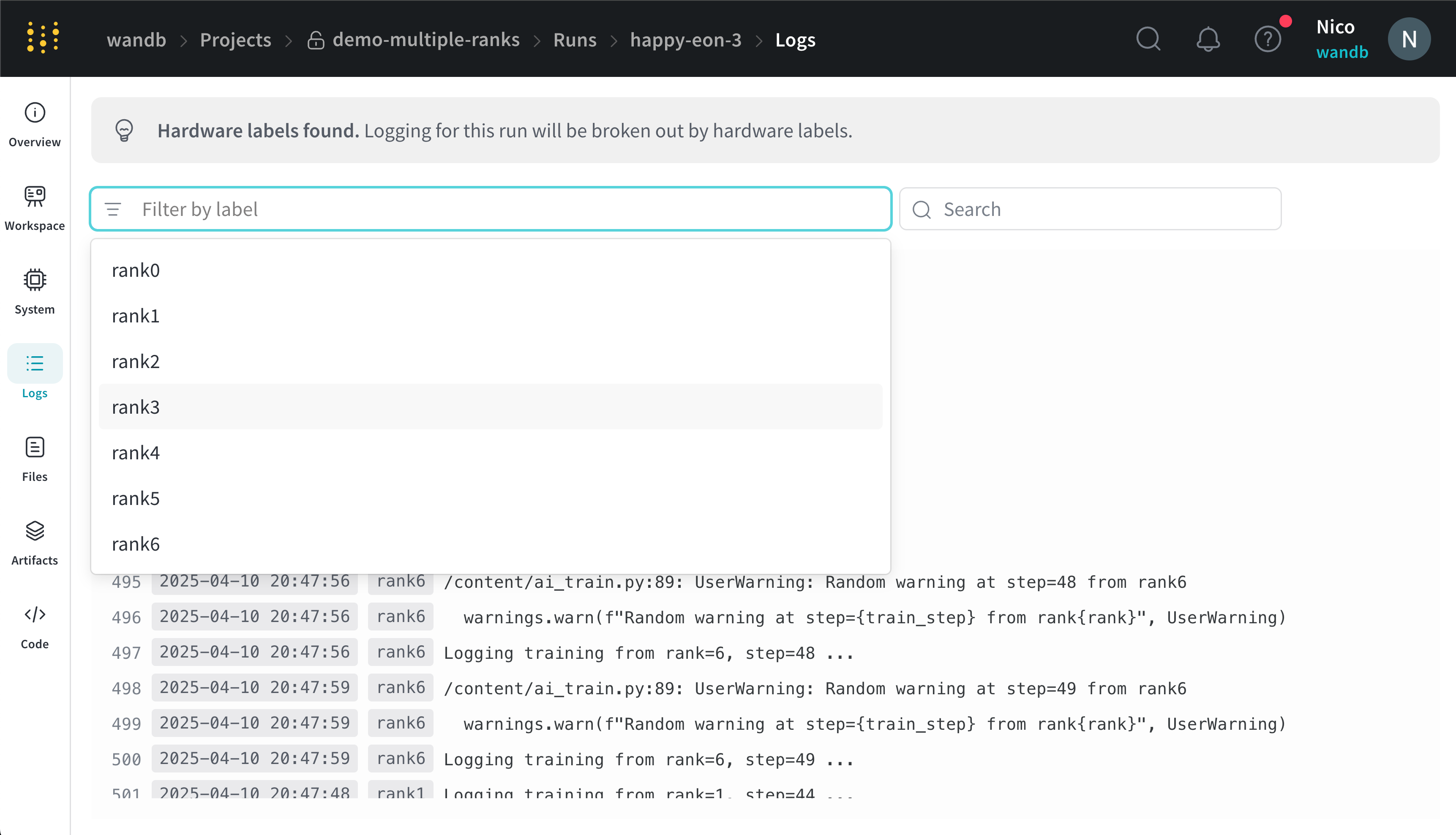 Multi-node console logs