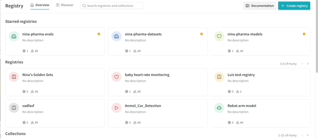 레지스트리 아이콘과 새로 디자인된 카드