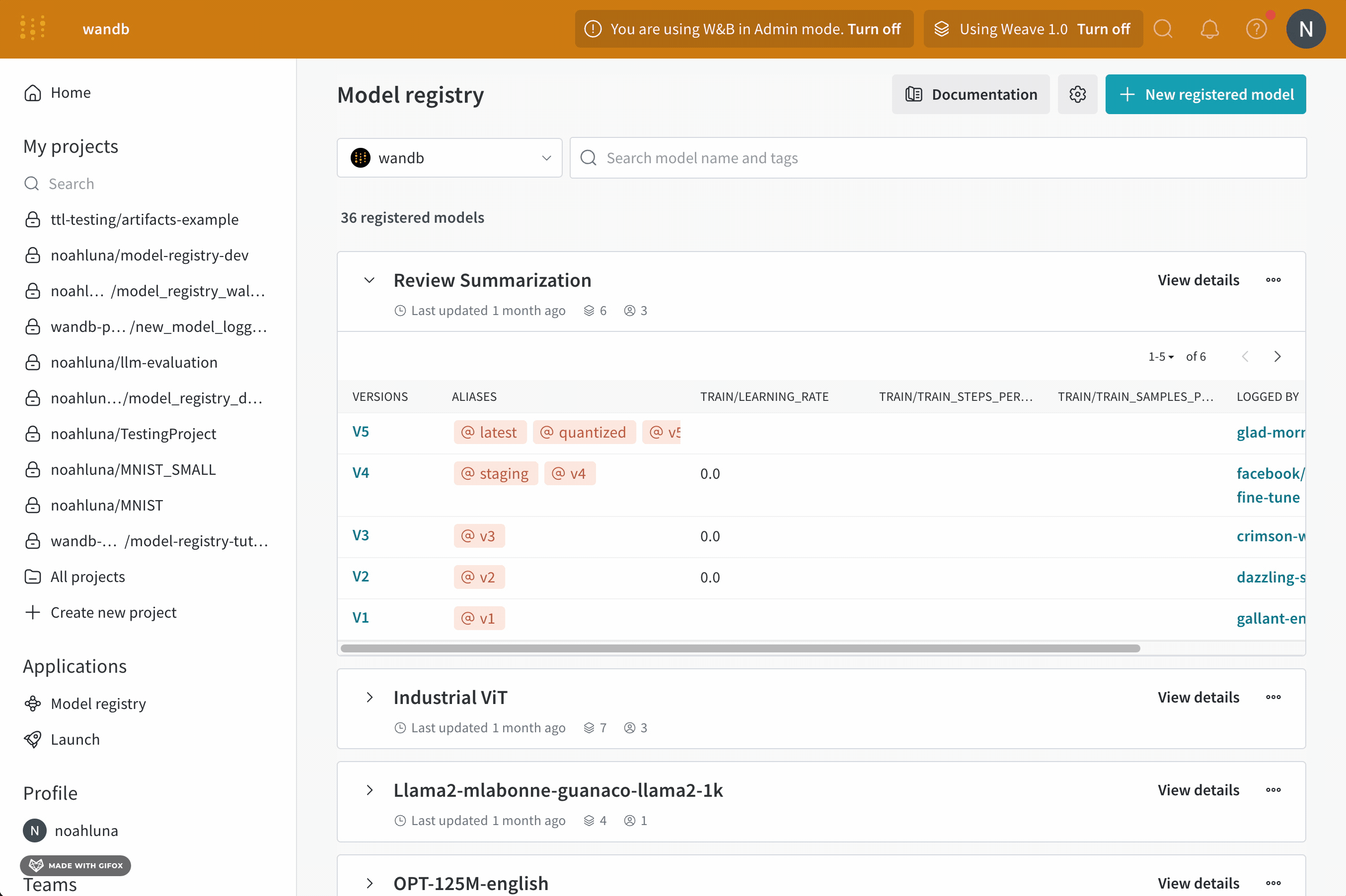 Linking model version to registry