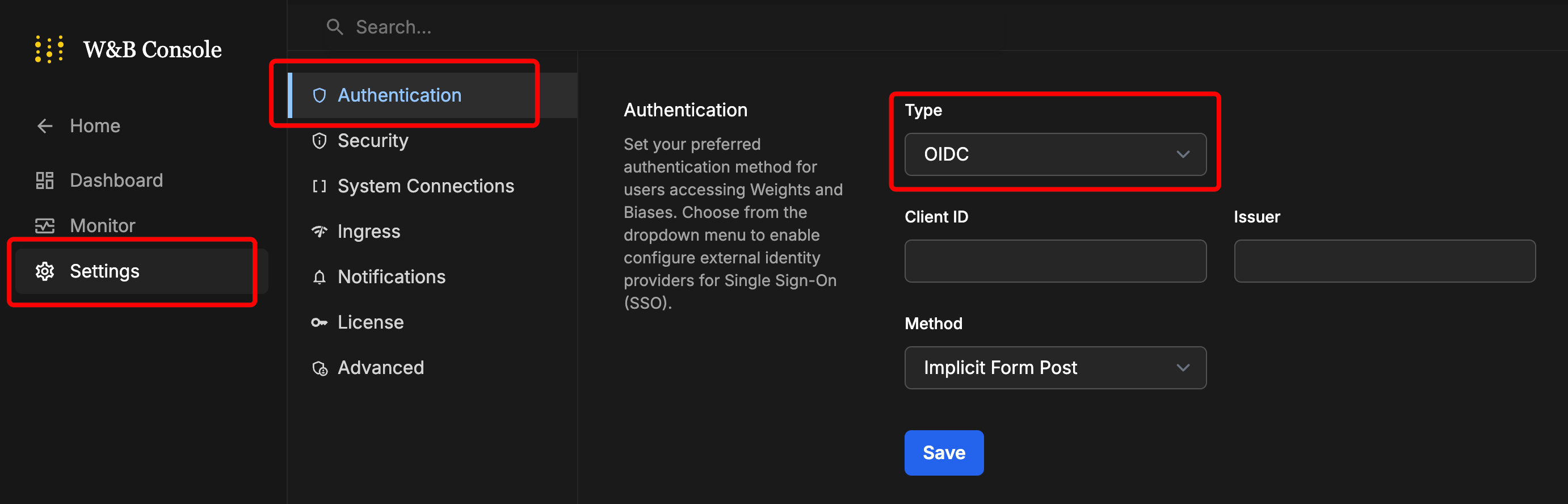 System Console OIDC configuration