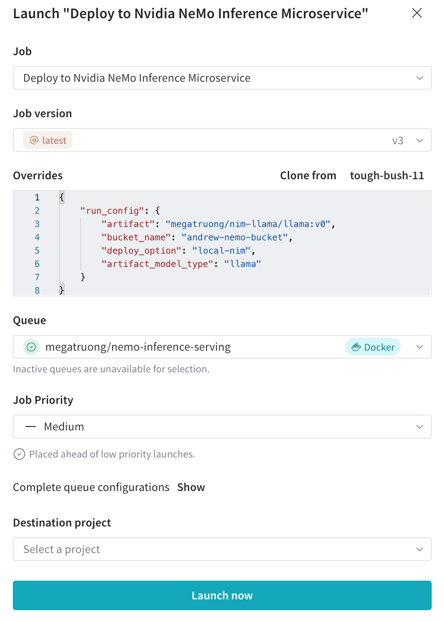 W&B Launch UI から launch job を送信する