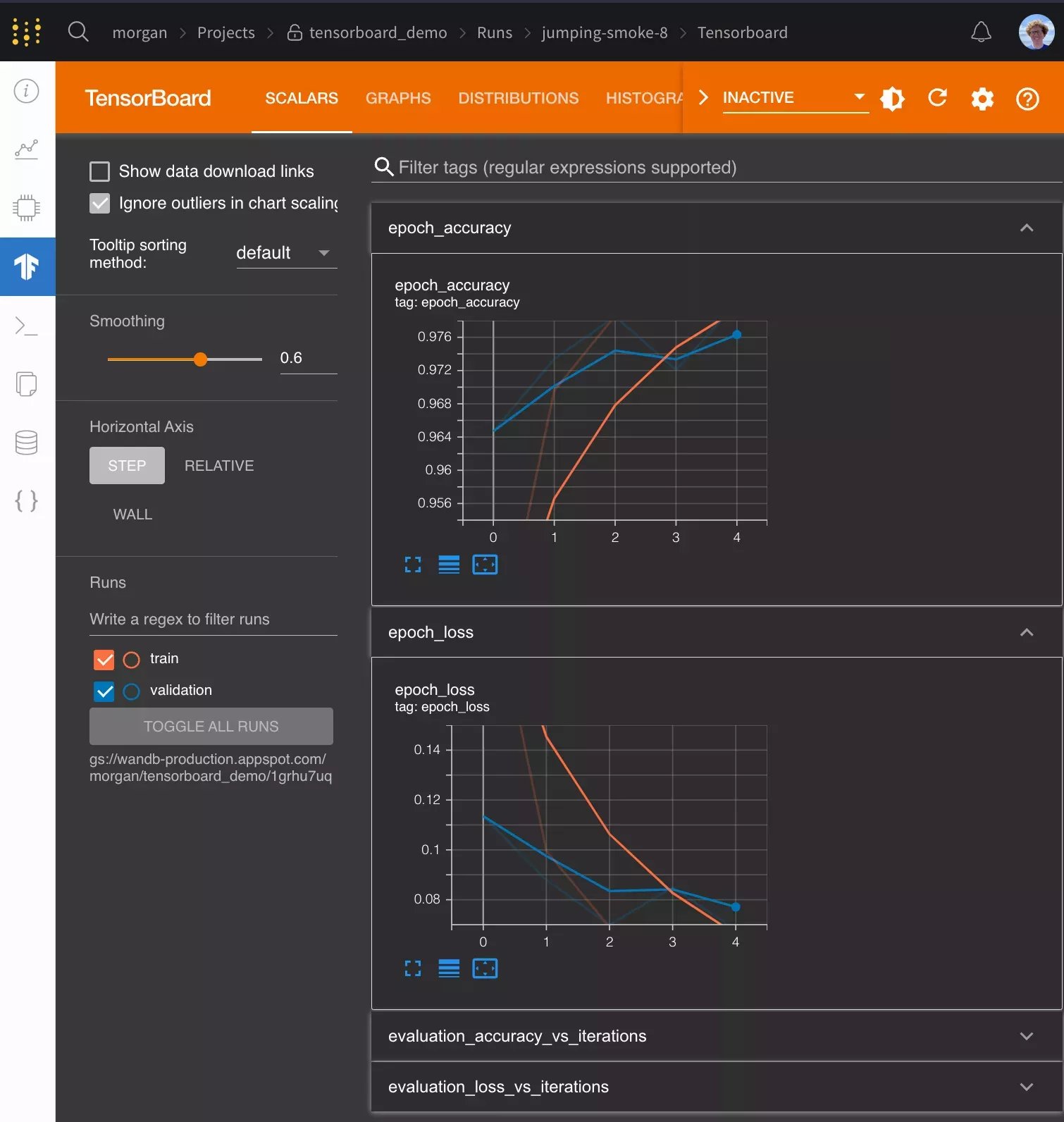 TensorBoard インテグレーションのコード