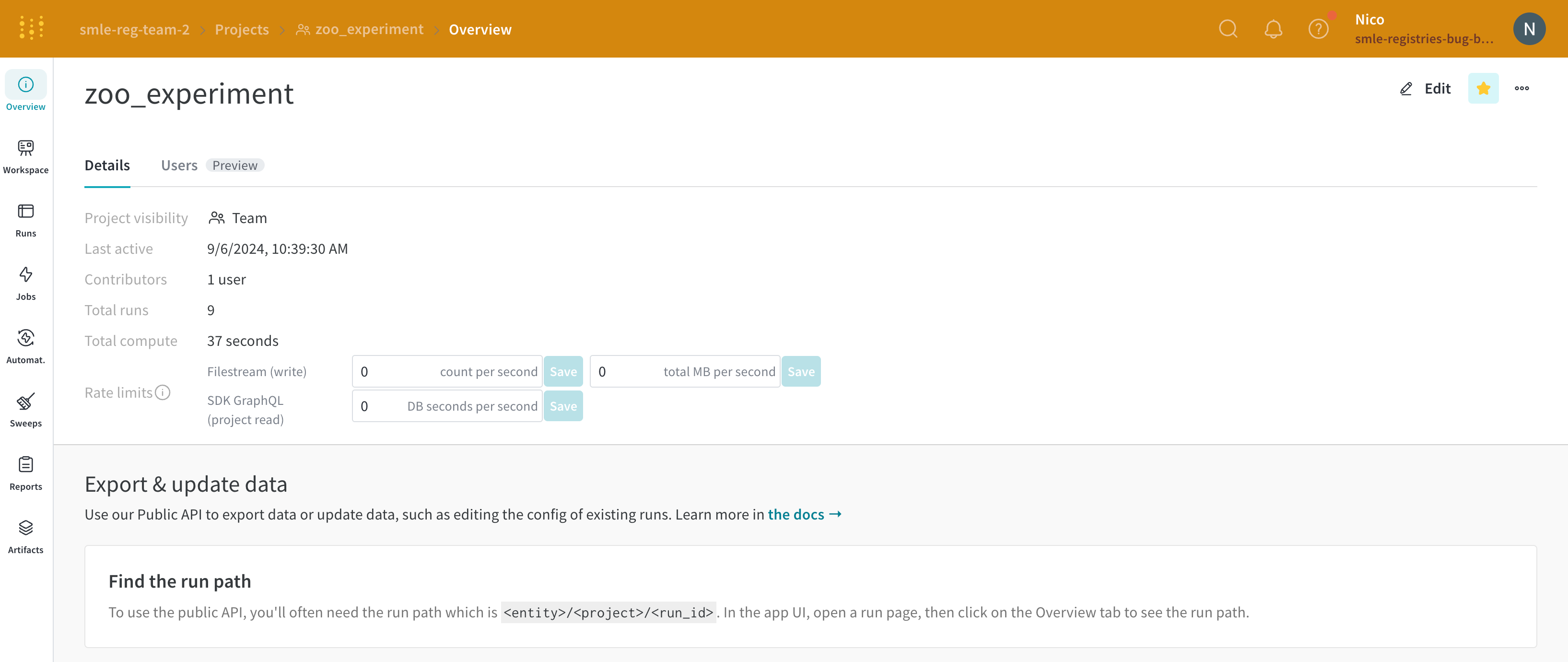 Star project from overview