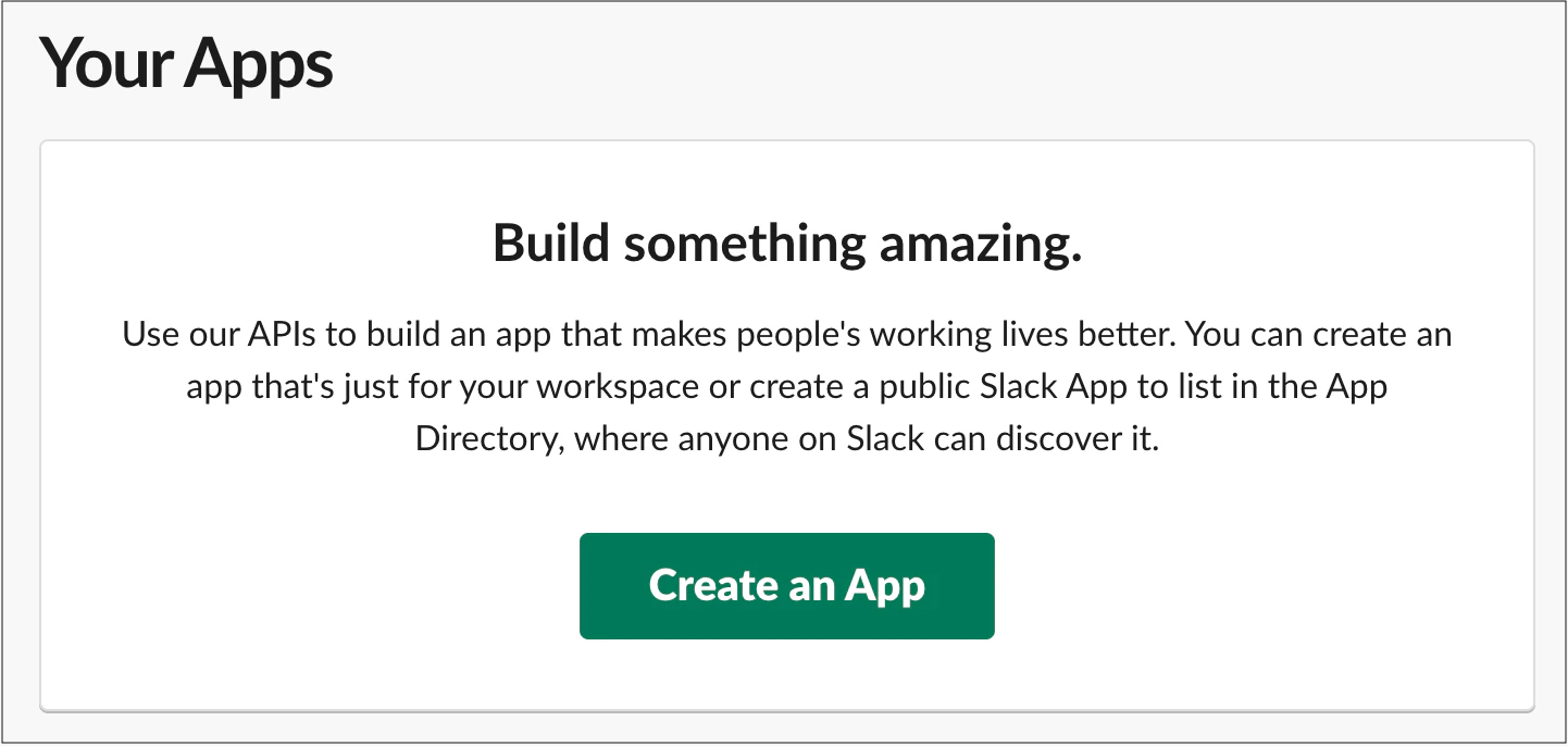 Create an App button