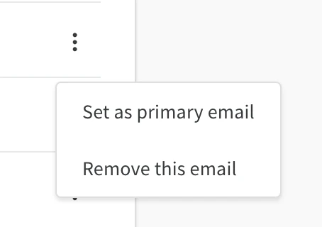 Primary email dropdown