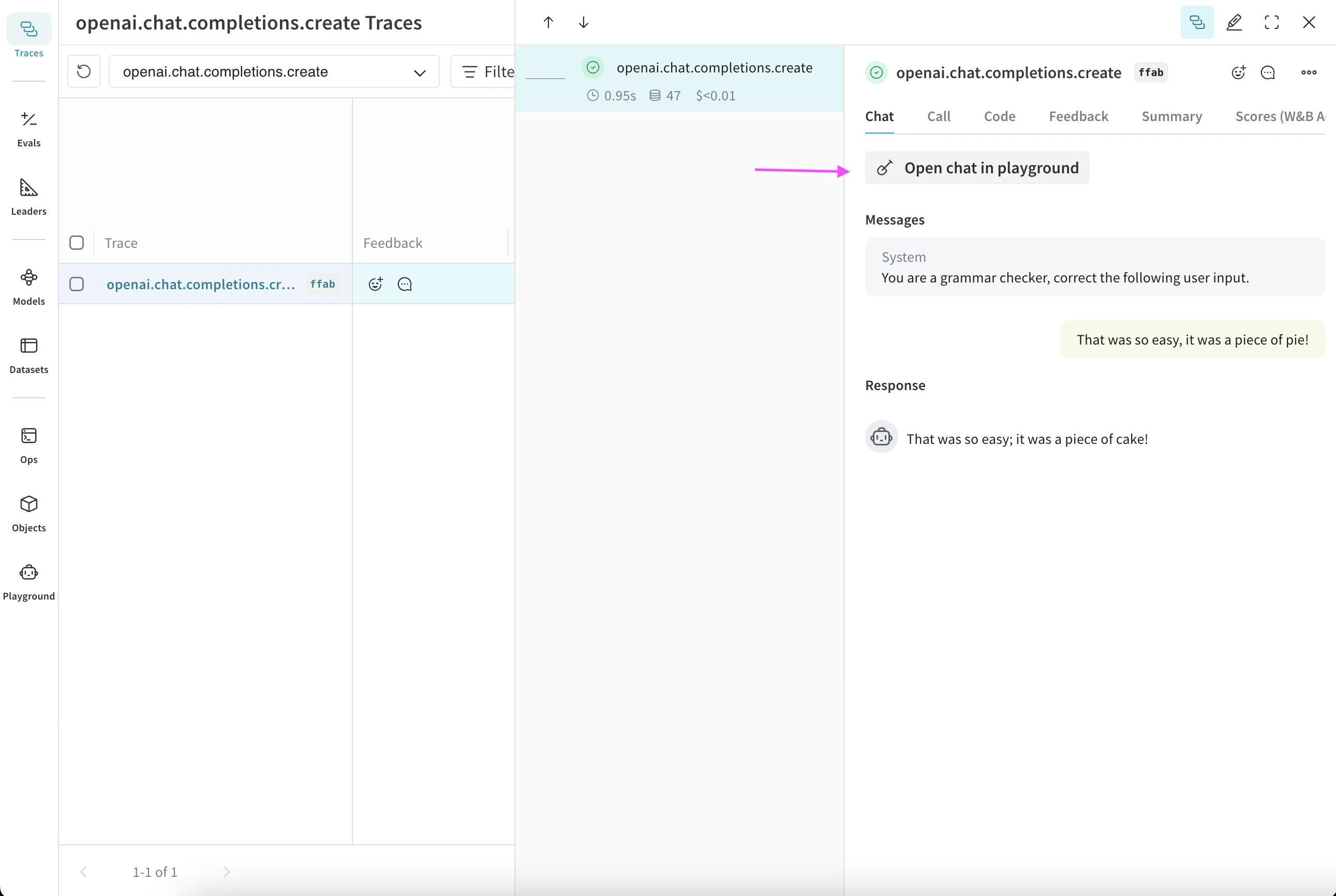 Screenshot of Open in Playground button