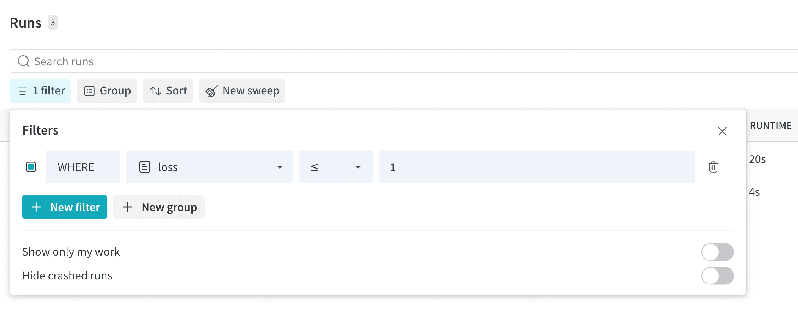 Incorrect predictions filter