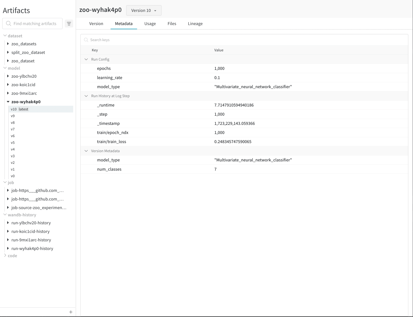 Metadata Tab Projects - Weights & Biases Documentation