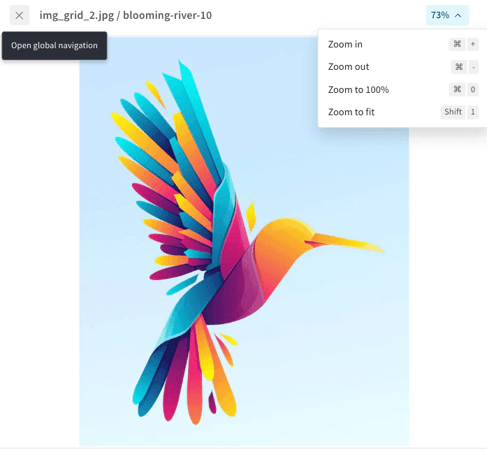 Pan and zoom controls in the full-screen image modal
