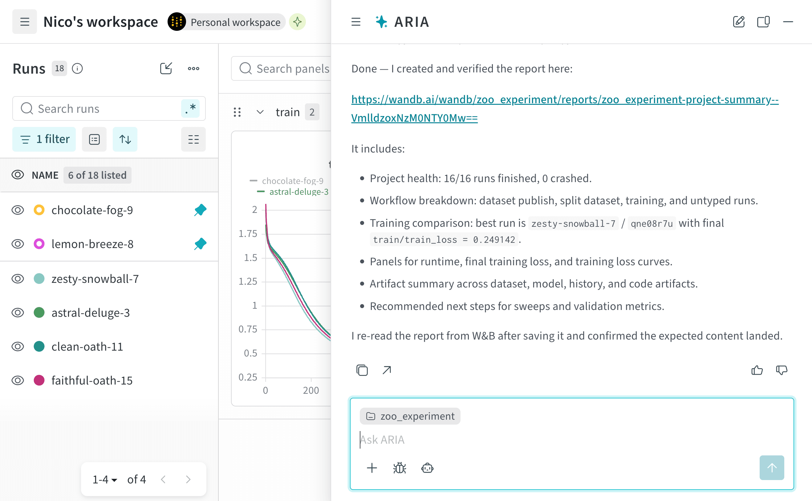 ARIA creates a report