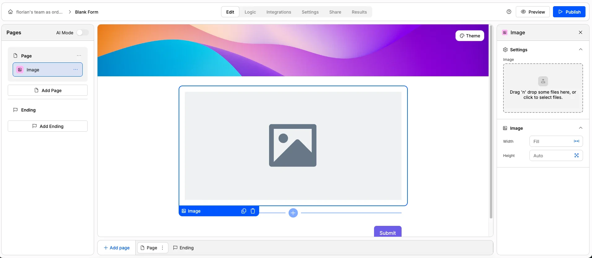 Screenshot of the "Image" form element in Weavely AI.