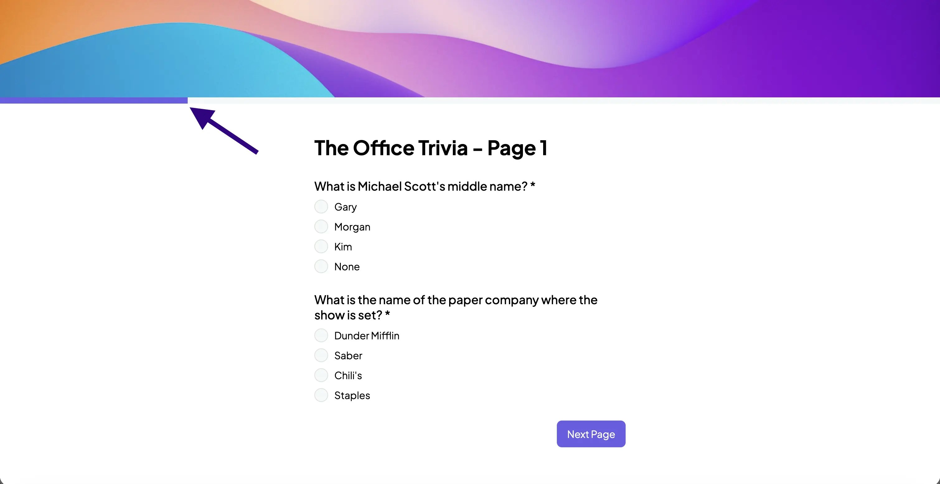Screenshot showing a progress bar in a Weavely AI form