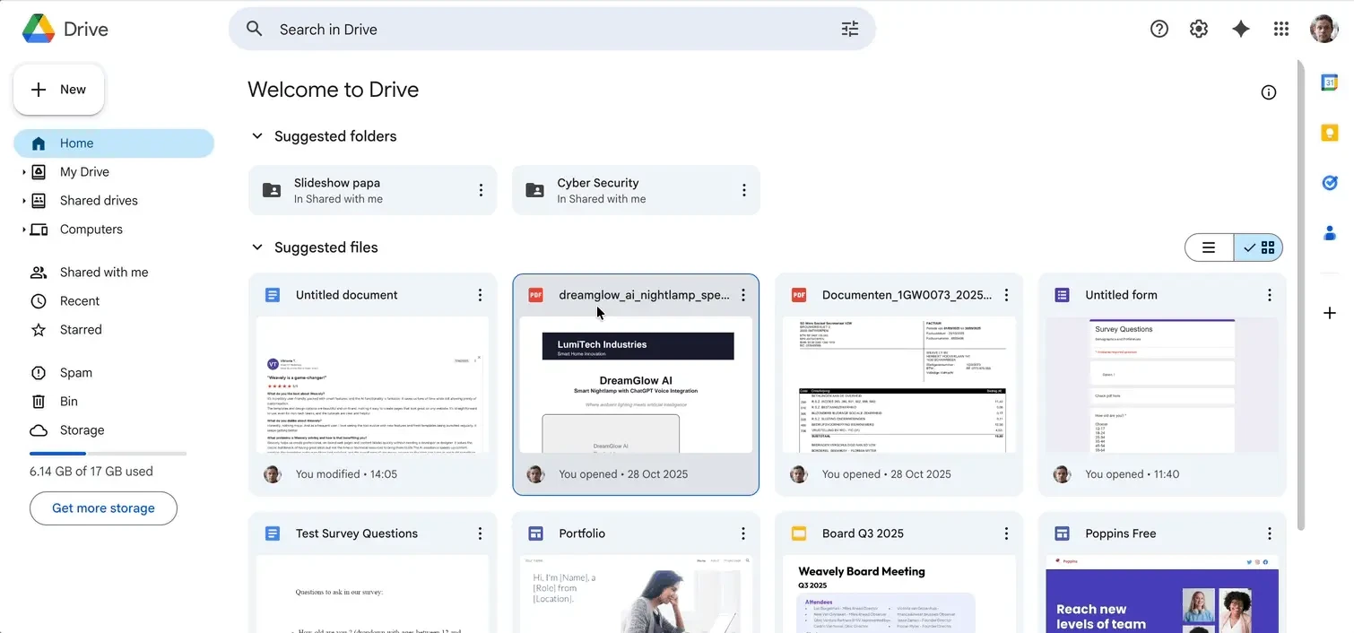 Animated screenshot showing how to get an embeddable iframe code from a PDF hosted on Google Drive