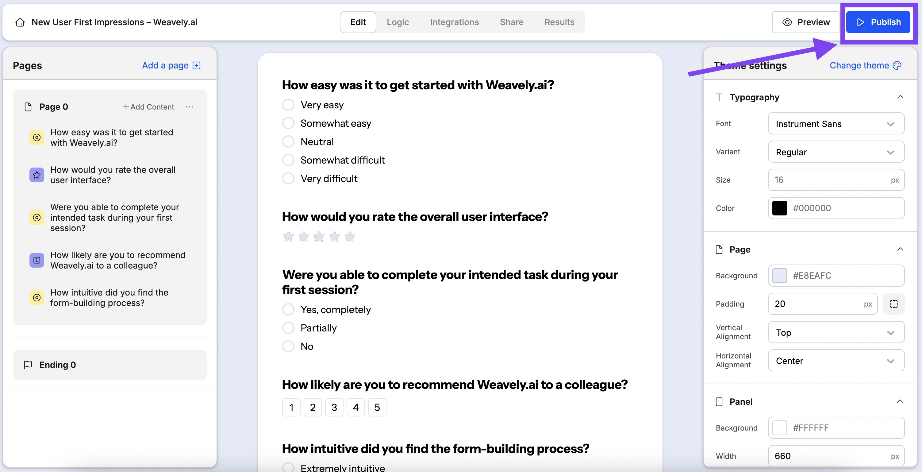 Screenshot showing how to fine tune a form generated in ChatGPT using Weavely AI