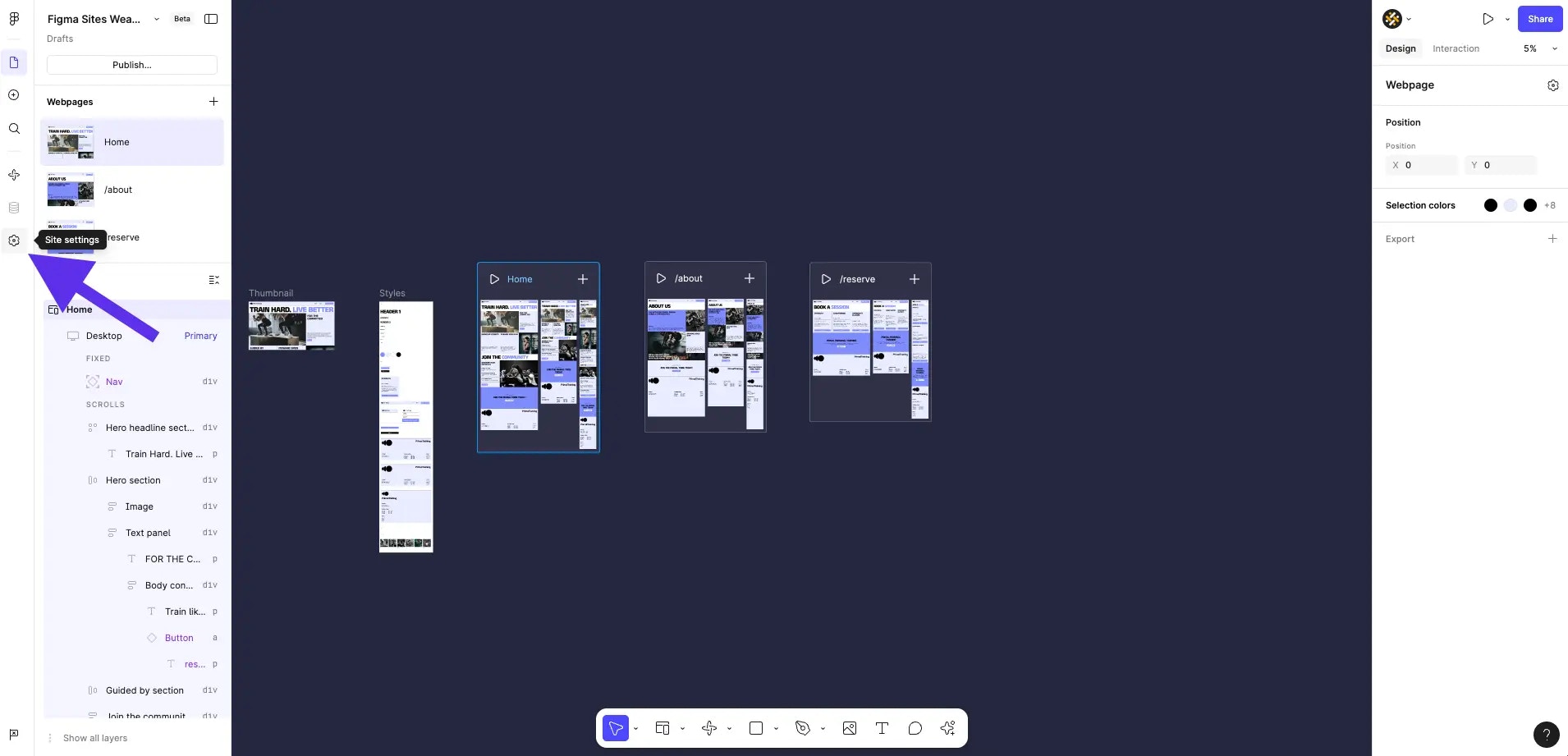 Screenshot showing how to embed a form in a Figma Site