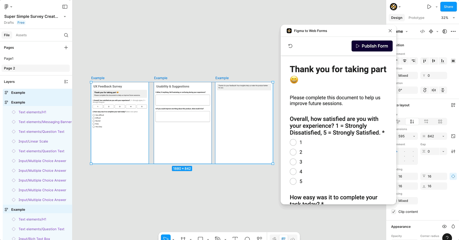 Figma to Web Form, Weavely Plugin