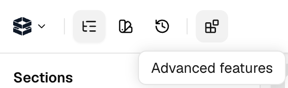 Advanced features icon in the Weaverse Studio topbar