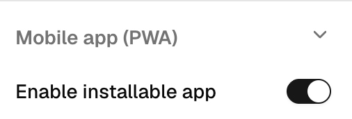Enable installable app setting