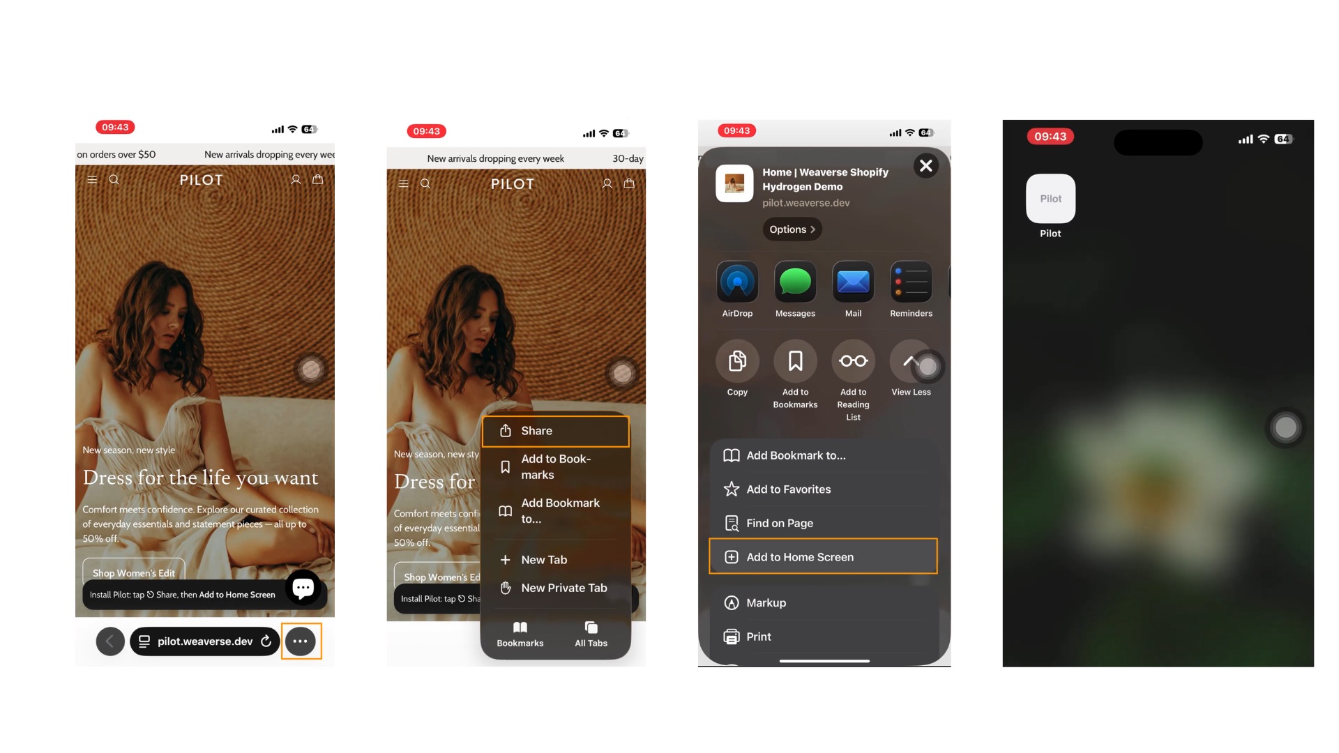 iOS Add to Home Screen flow
