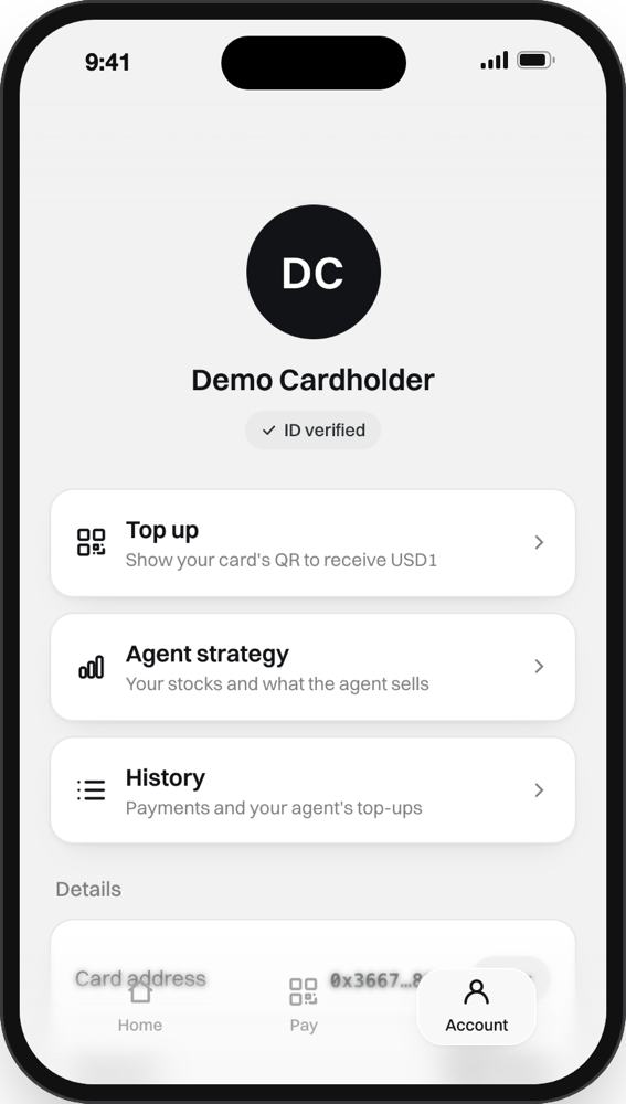 Account: Top up, Agent strategy, History