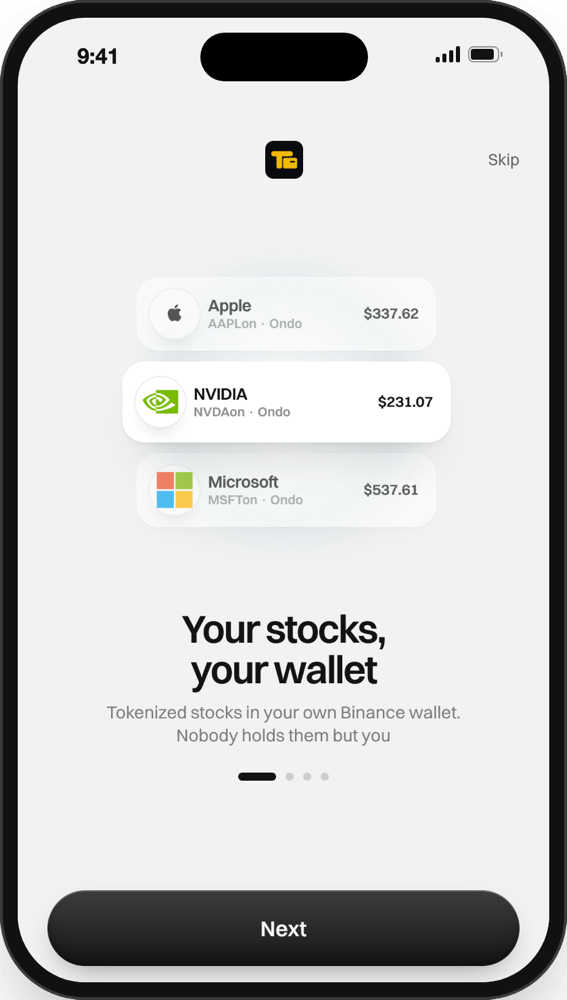 First screen of the app