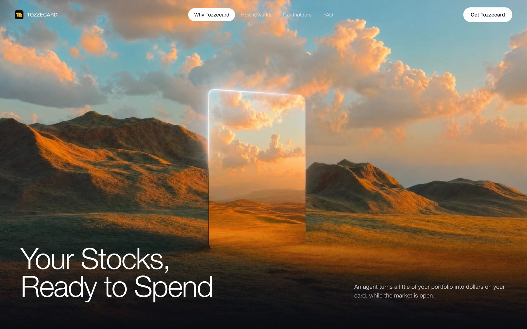Tozzecard landing page