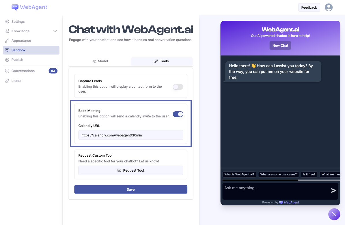 Lead capture settings
