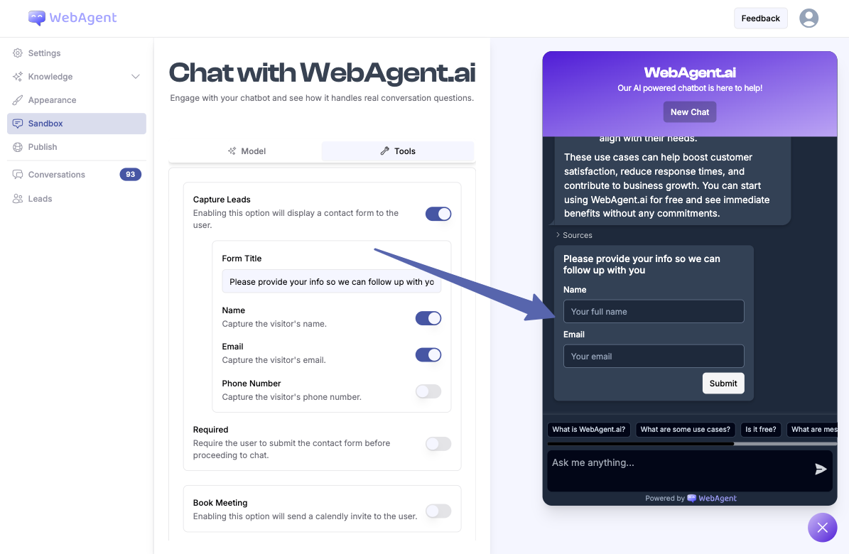 Lead capture form example