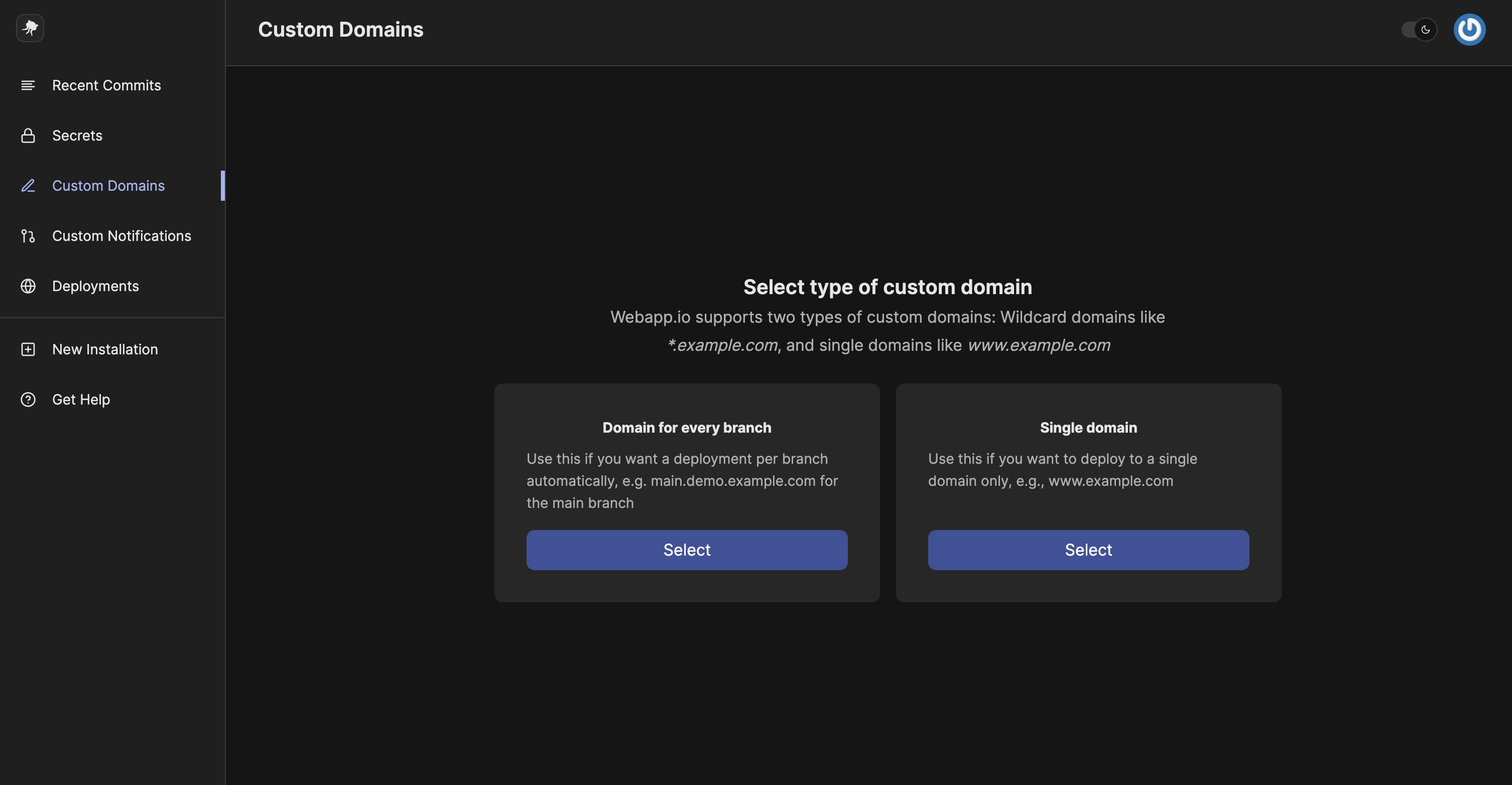 Hosting Domains - Webapp.io Documentation