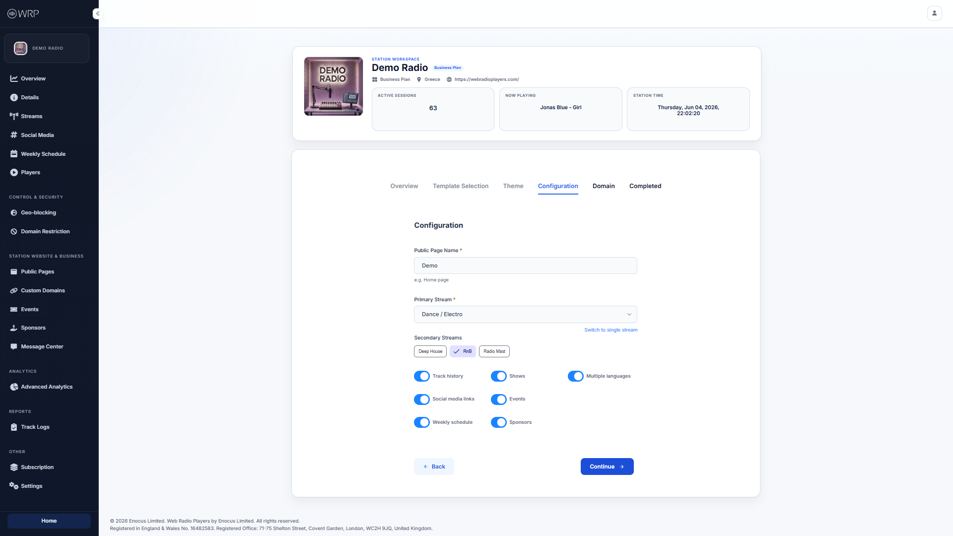 Public Page Configuration