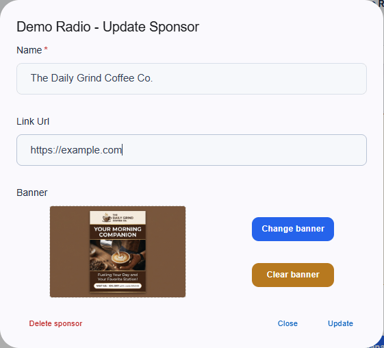 Update Sponsor Dialog