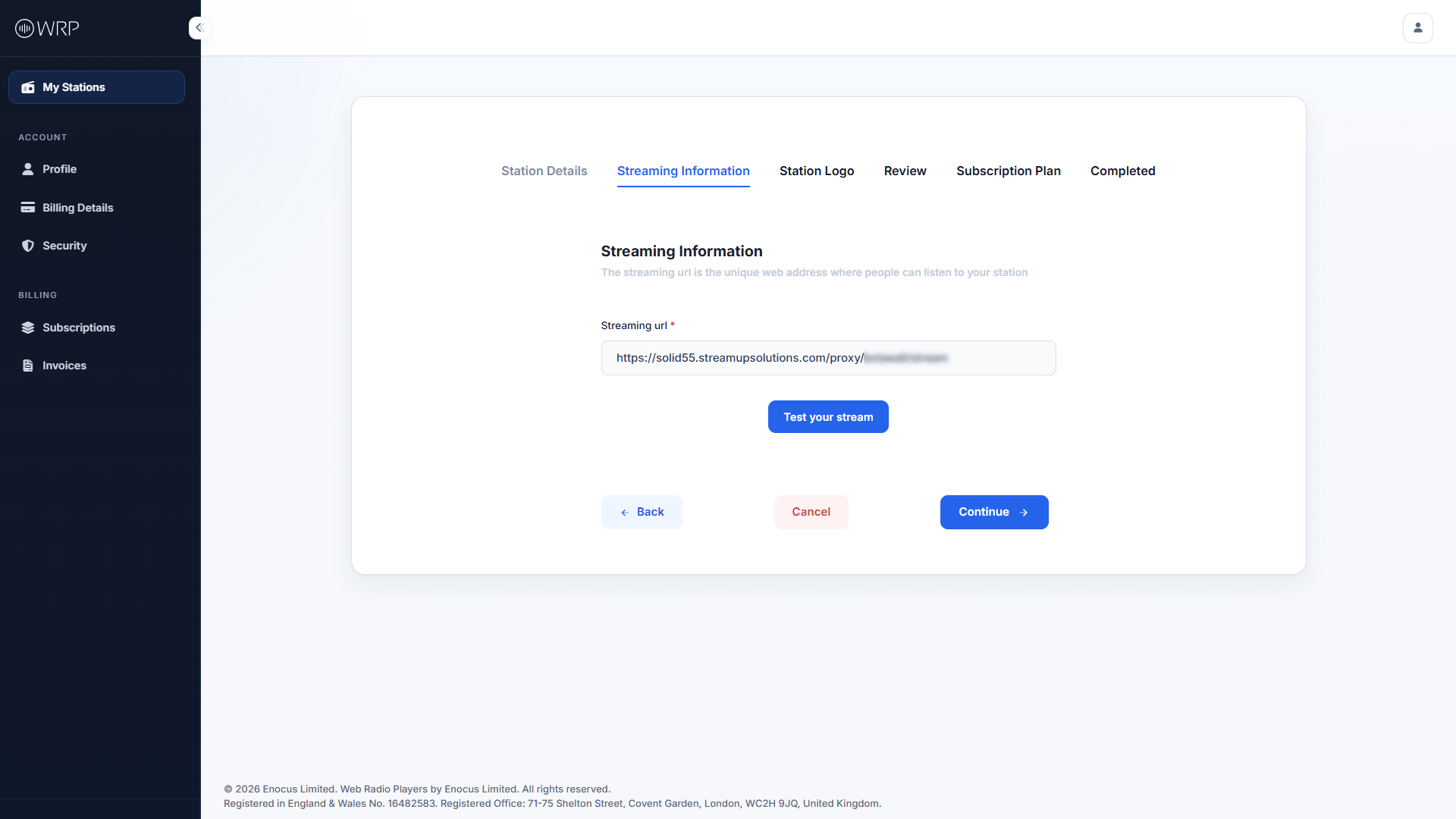 Test your streaming URL