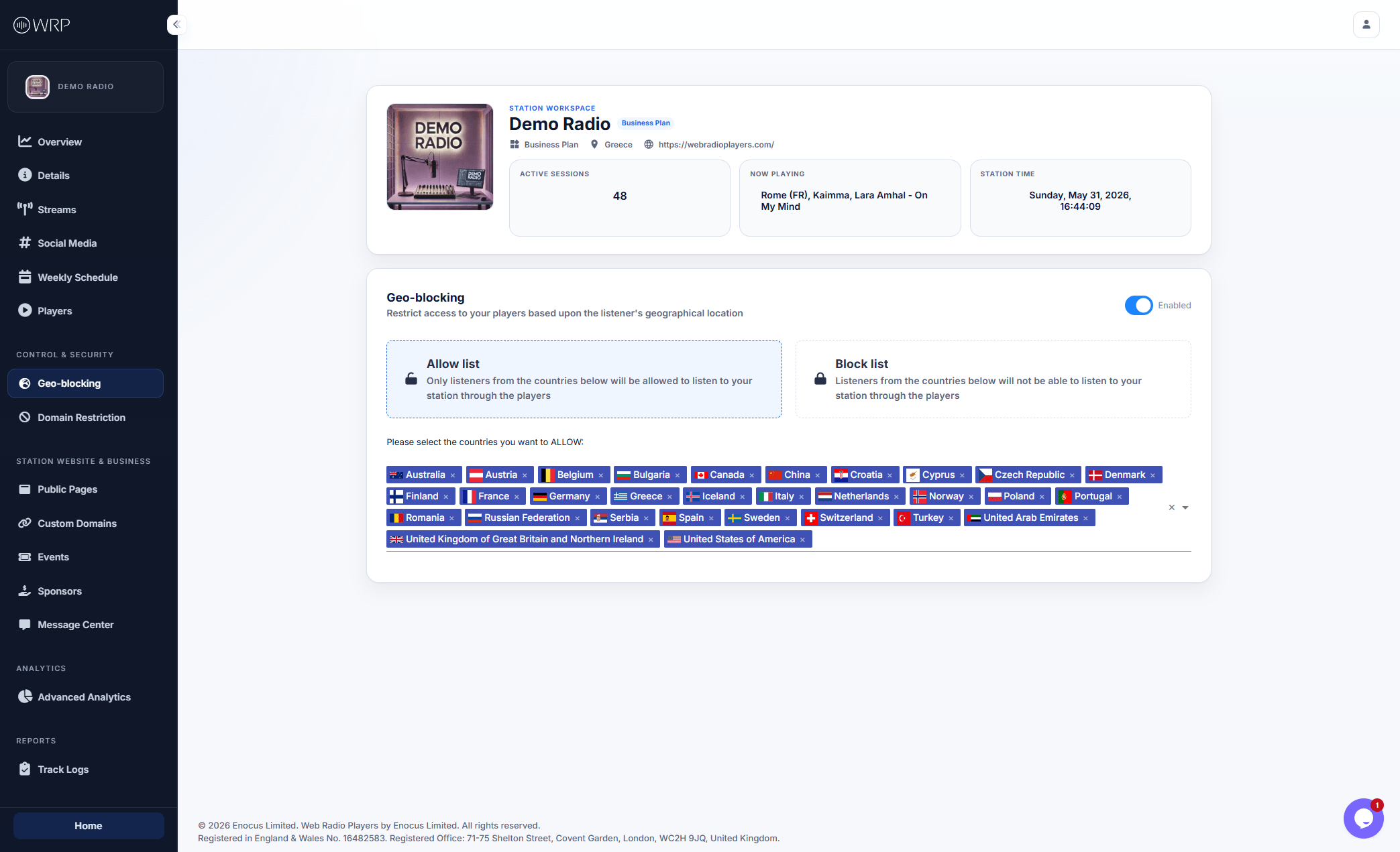 Geo-blocking Dashboard