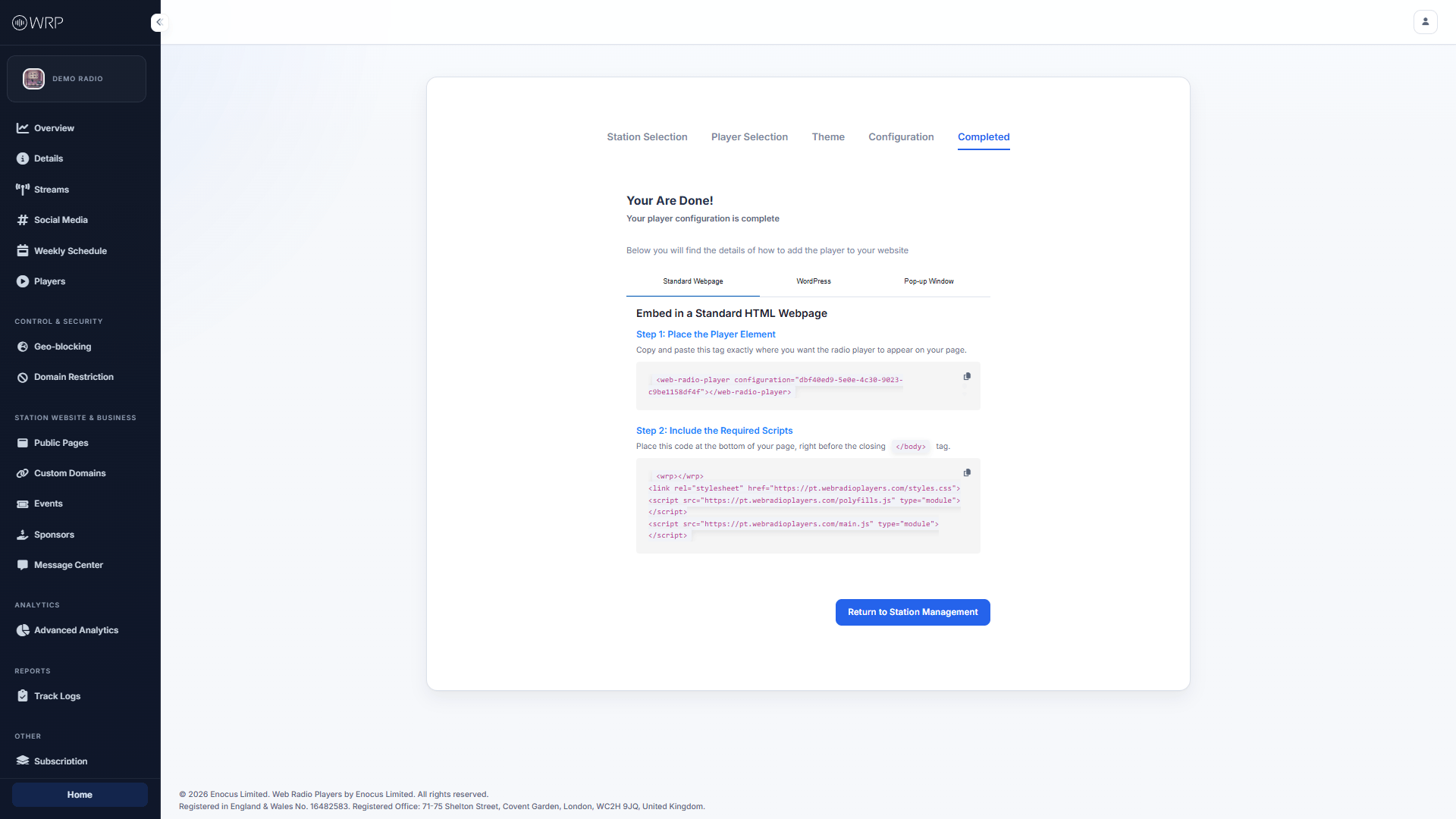 Player Code Generation Dashboard