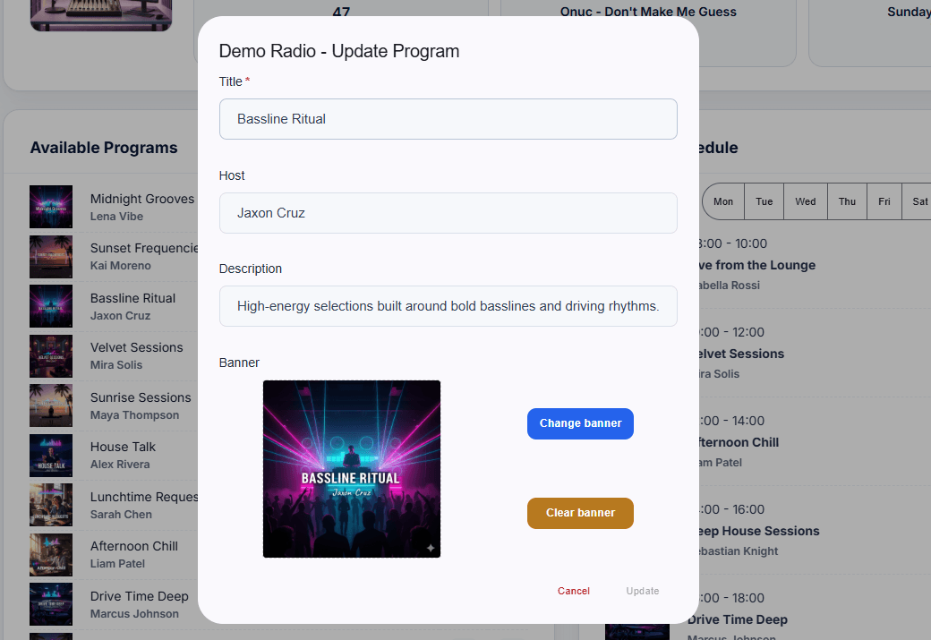 Update Program Modal