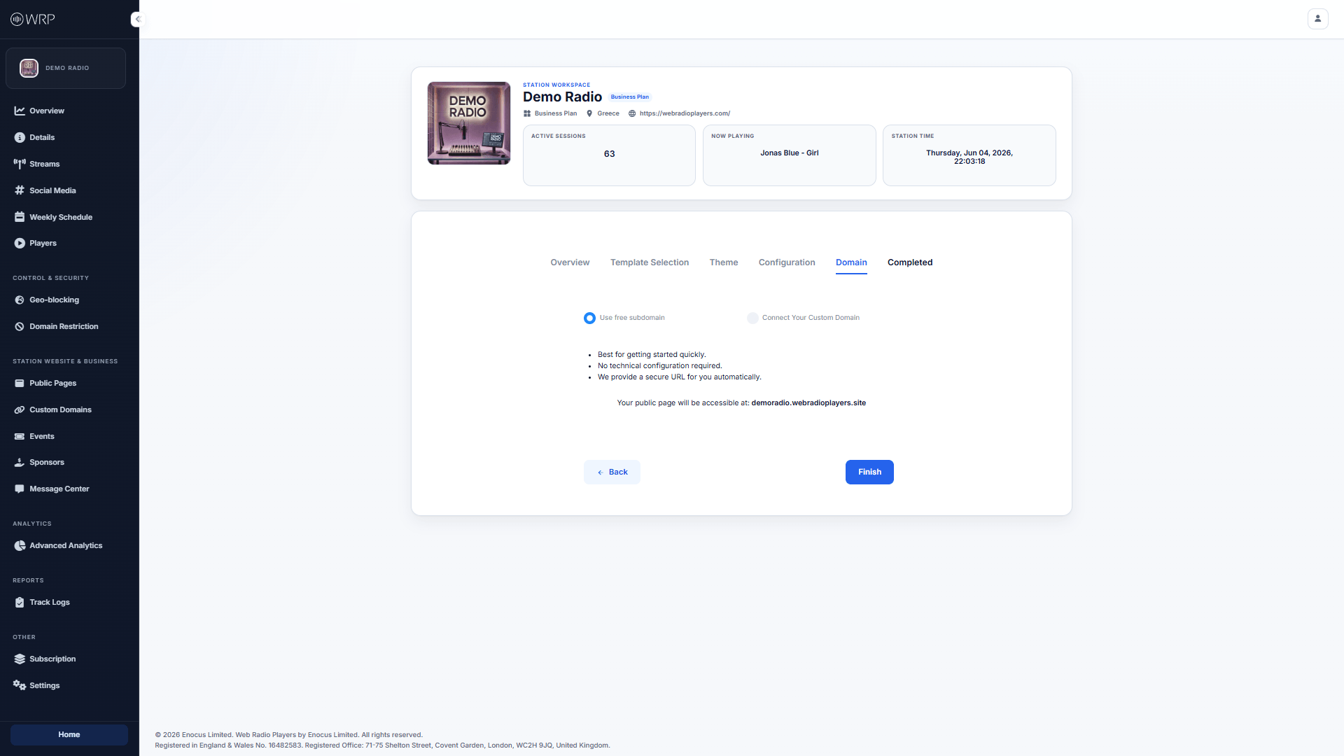 Domain Selection Dashboard
