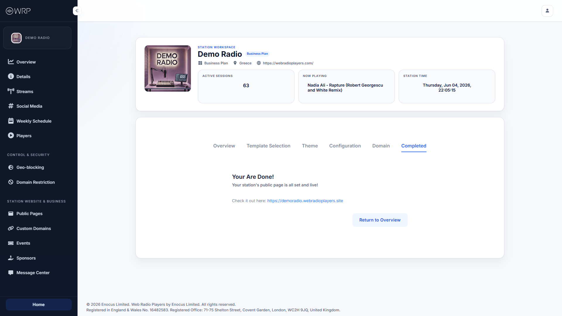 Public Page Completed Dashboard