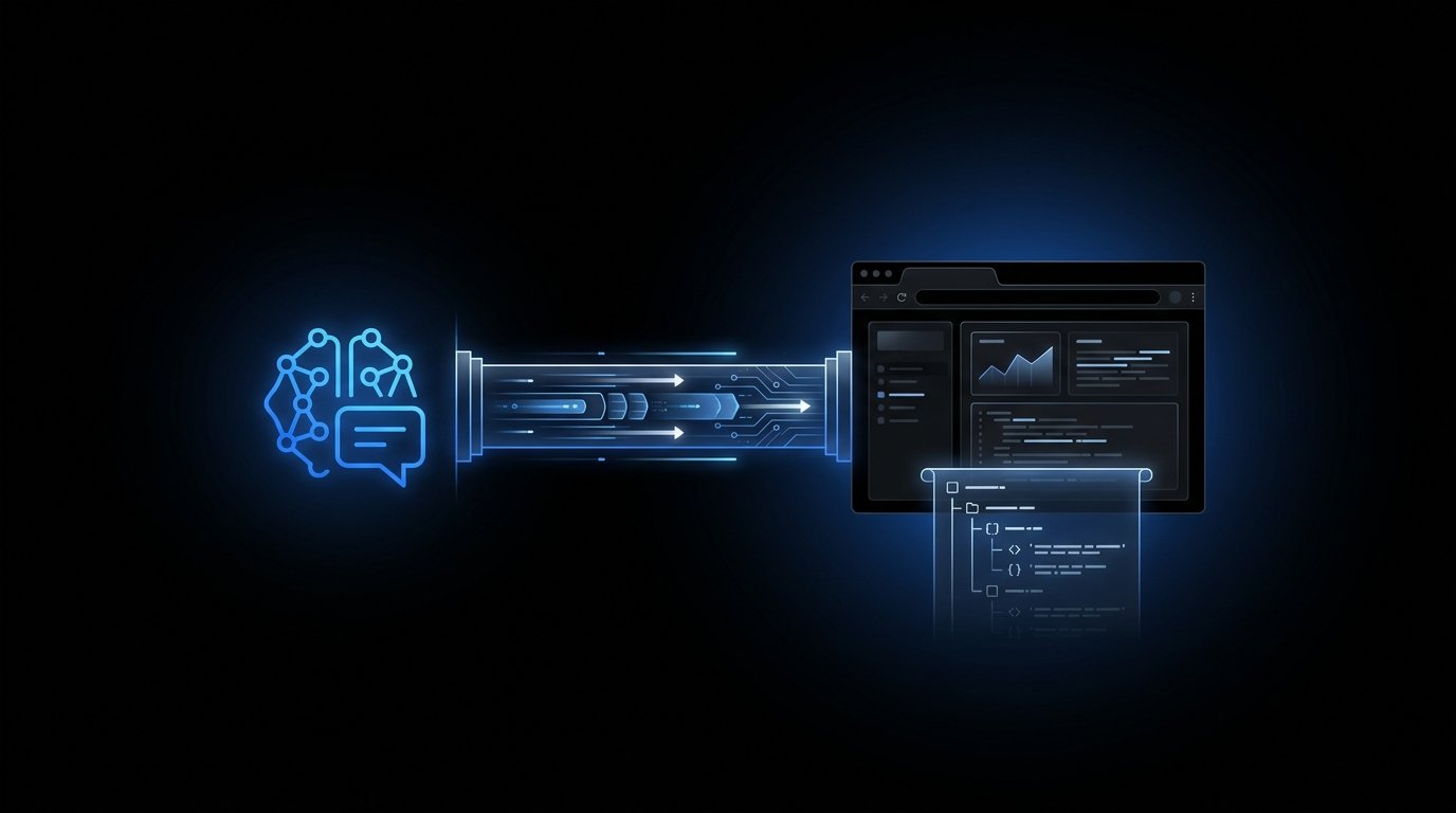 webrain MCP workflow: AI agent connects through MCP protocol to browser engine, extracts structured data