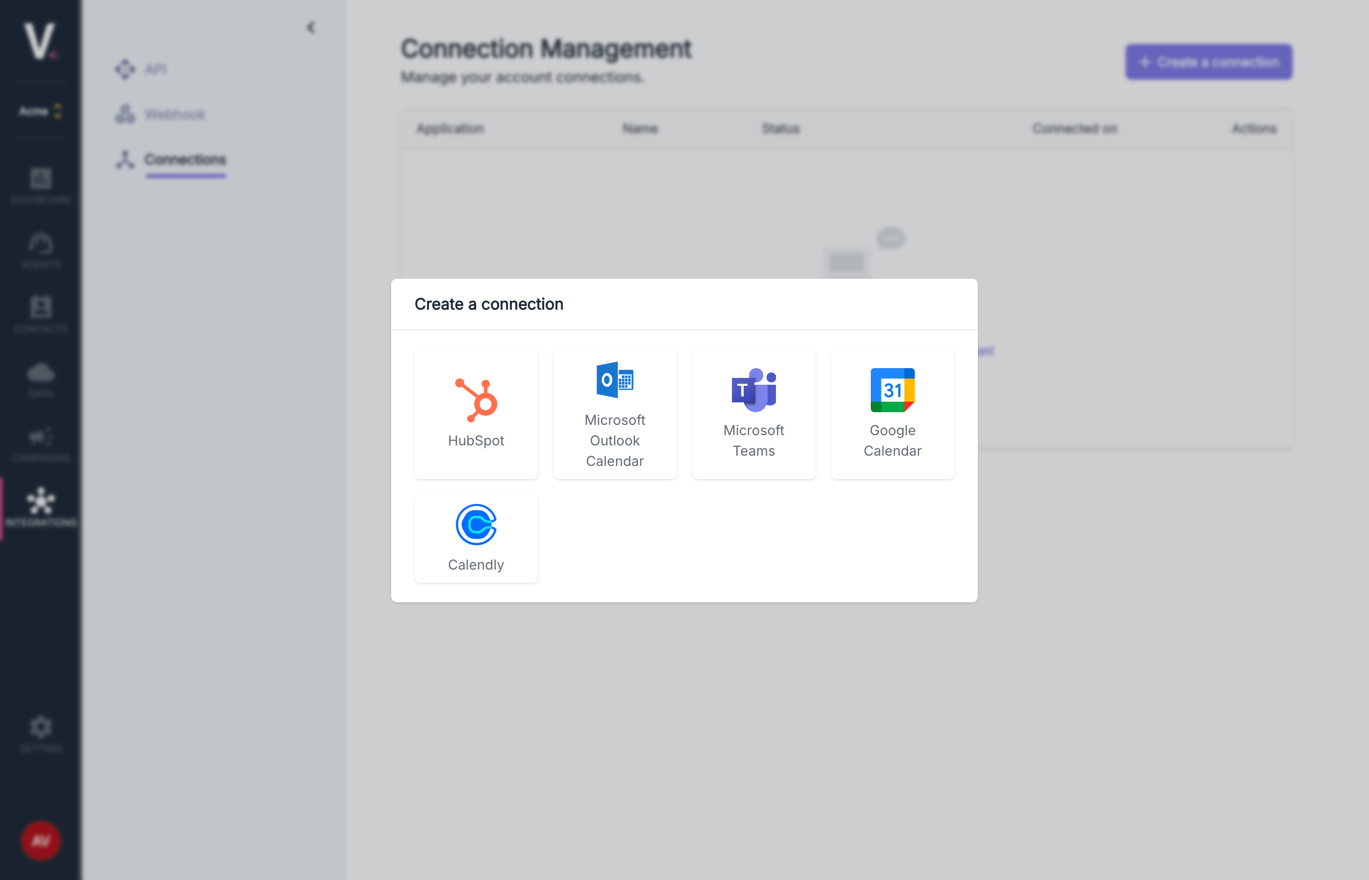 Sélection d'application pour la connexion