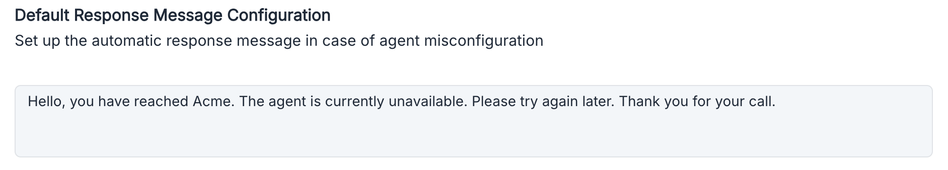Interface for configuring the error message